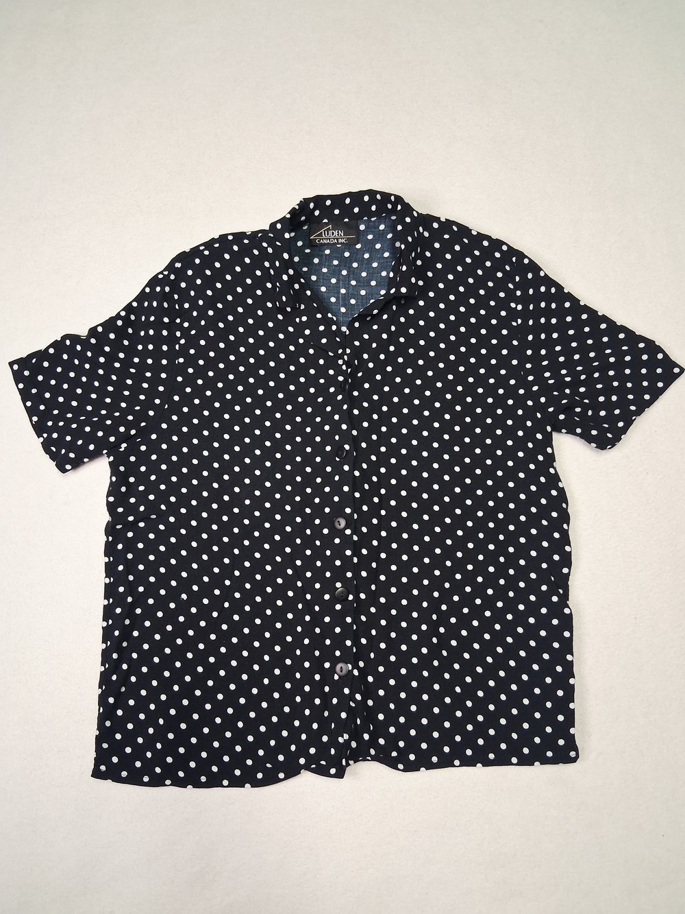 Vintage Luden Canada Inc Polka Dot Short-Sleeve Button-Down Shirt - Black/White